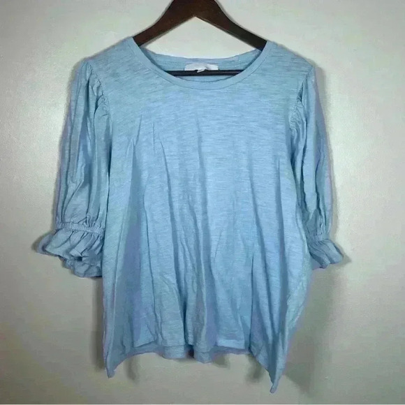 Adyson Parker Blue Ruffle Short Sleeve Shirt - Picture 1 of 4